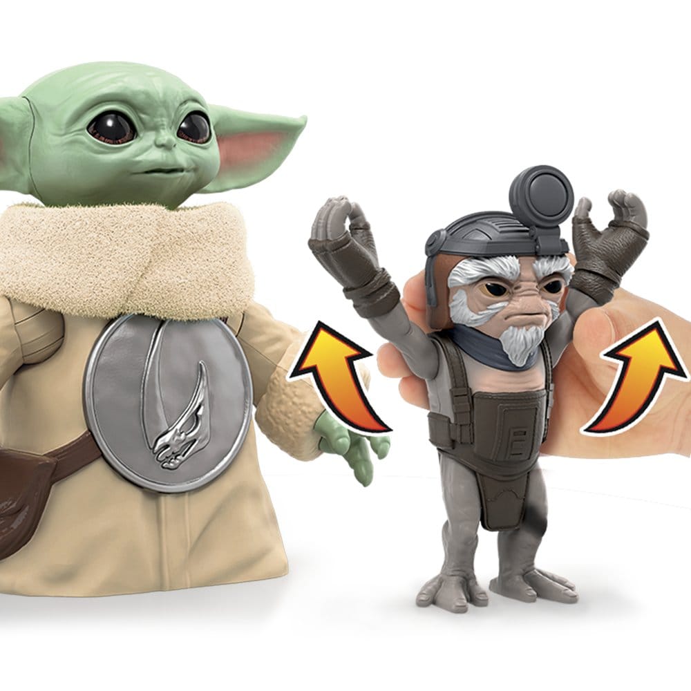 Star Wars: The Mandalorian e Grogu Action Figure elettroniche Huggin' Grogu e Anzellan 17 cm