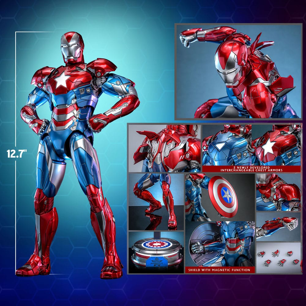 Marvel Comic Diecast Masterpiece Action Şekil 1/6 Demir Patriot Hot Toys Exclusive 32 cm