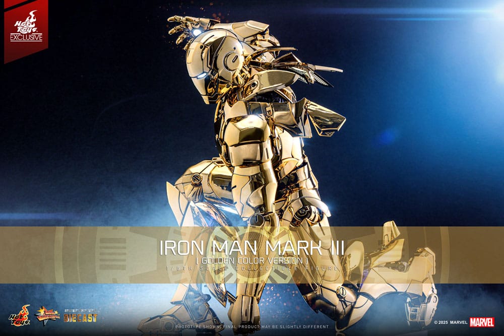 Iron Man Movie Masterpiece Diecast Action Figure 1/6 Iron Man Mark III (Gold Color Version) Hot Toys exclusif 33 cm