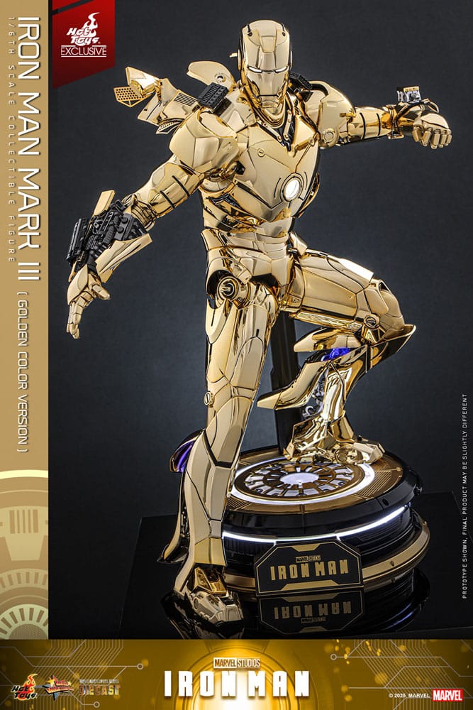Iron Man Movie Masterpiece Diecast Action Figure 1/6 Iron Man Mark III (Gold Color Version) Hot Toys exclusif 33 cm