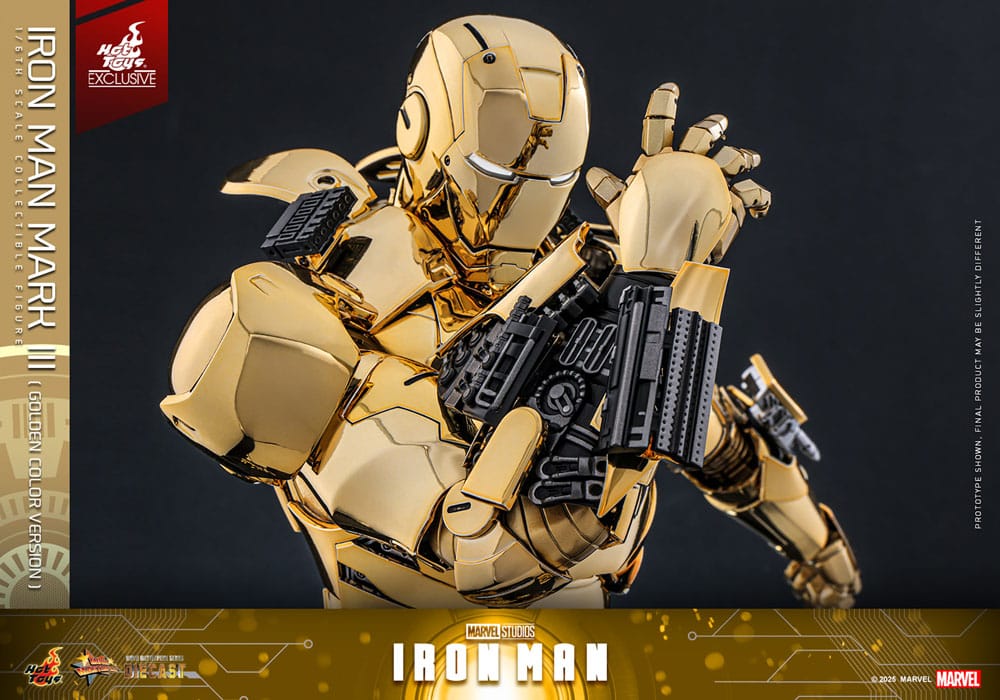 Iron Man Movie Masterpiece Diecast Action Figure 1/6 Iron Man Mark III (Gold Color Version) Hot Toys exclusif 33 cm