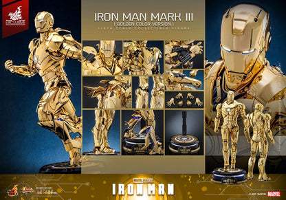 Iron Man Movie Masterpiece Diecast Action Figure 1/6 Iron Man Mark III (Gold Color Version) Hot Toys exclusif 33 cm