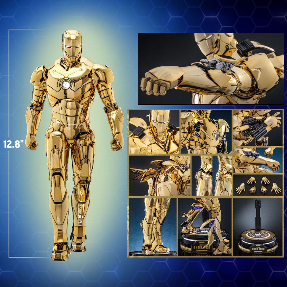 Iron Man Movie Masterpiece Diecast Action Figure 1/6 Iron Man Mark III (Gold Color Version) Hot Toys exclusif 33 cm