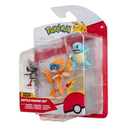 Pokémon Battle Figuur Set 3-Pack Pawniard, Squirtle #1, Monferno 5 cm