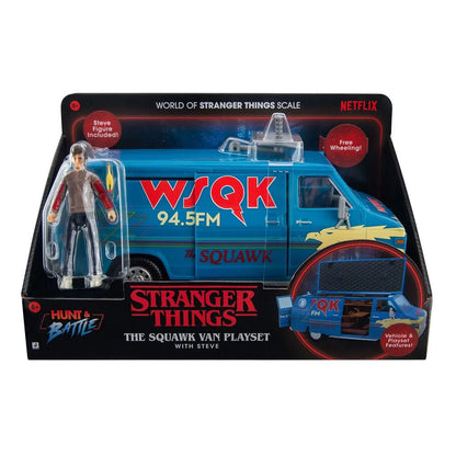 Stranger Things World of Figure e Veicolo Veicolo con action figure Il furgone Squawk Playset con Steve