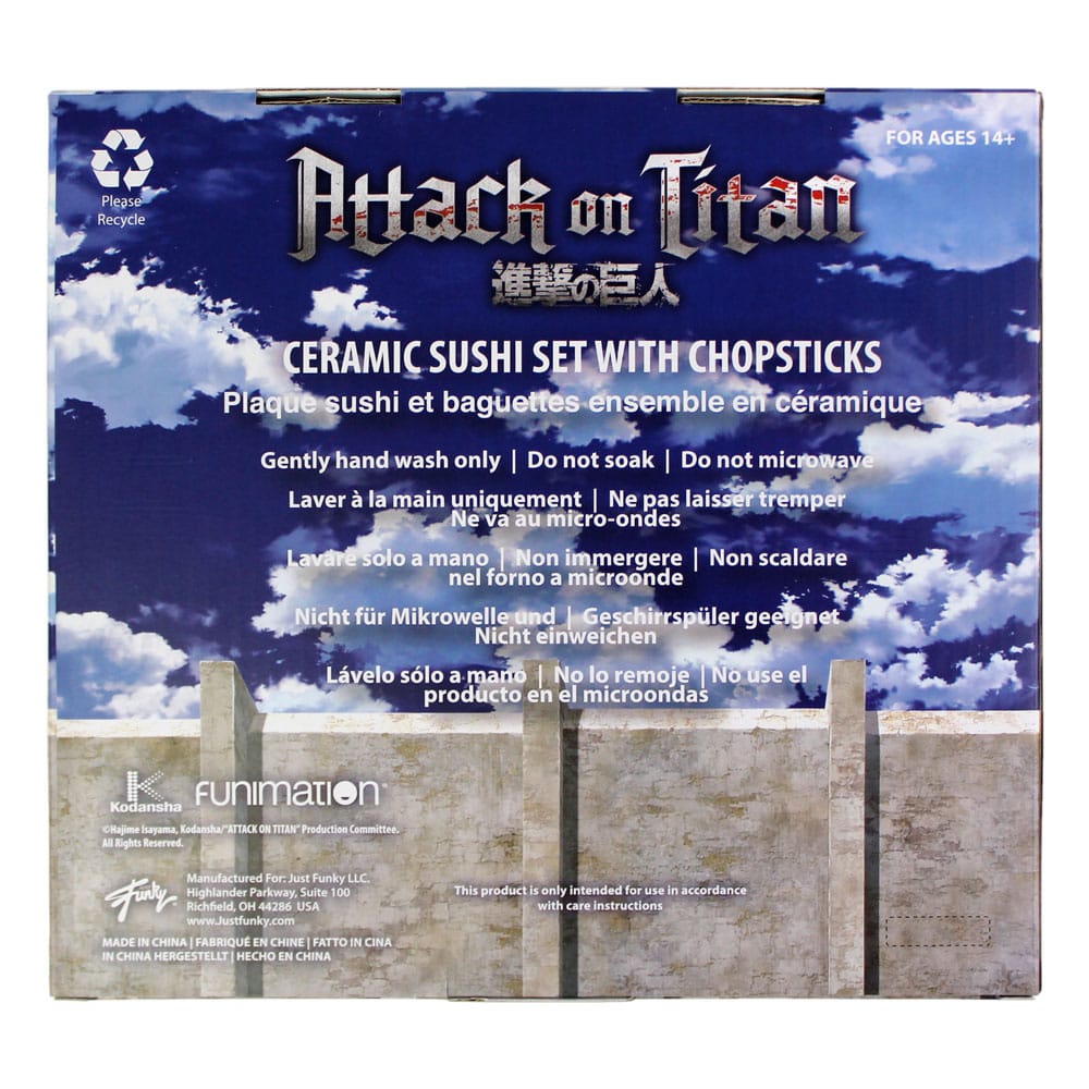 Set di sushi in ceramica Attack on Titan con bacchette