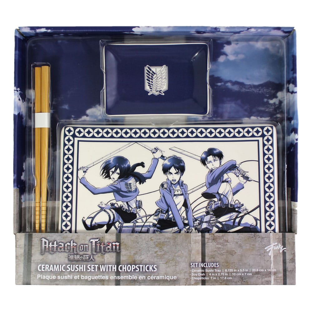 Set di sushi in ceramica Attack on Titan con bacchette