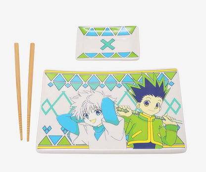 Set sushi in ceramica Hunter x Hunter con bacchette Gon e Killua