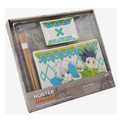 Set sushi in ceramica Hunter x Hunter con bacchette Gon e Killua