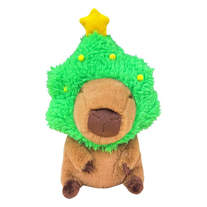Capybara pluche figuur capybara met kerstboom 32 cm