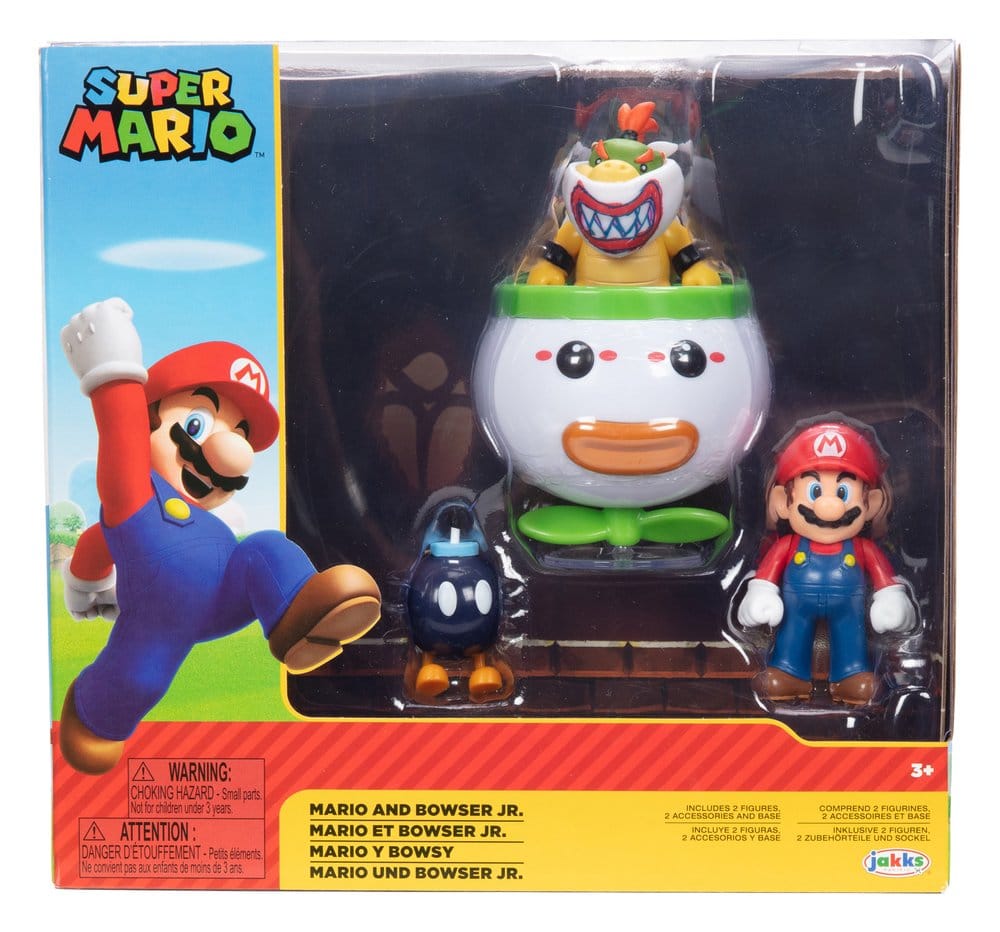 World of Nintendo Minifiguren 2er-Pack Mario und Bowser Jr. Clown Car 6 cm