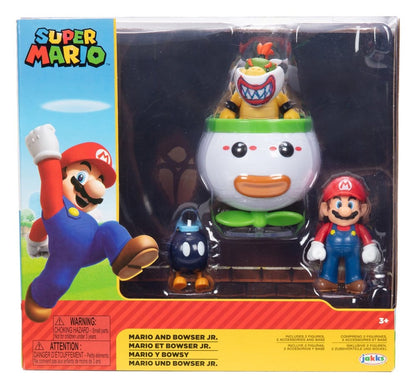 World of Nintendo Minifiguren 2er-Pack Mario und Bowser Jr. Clown Car 6 cm
