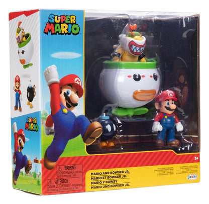 World of Nintendo Minifiguren 2er-Pack Mario und Bowser Jr. Clown Car 6 cm