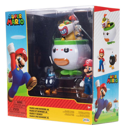 World of Nintendo Minifiguren 2er-Pack Mario und Bowser Jr. Clown Car 6 cm