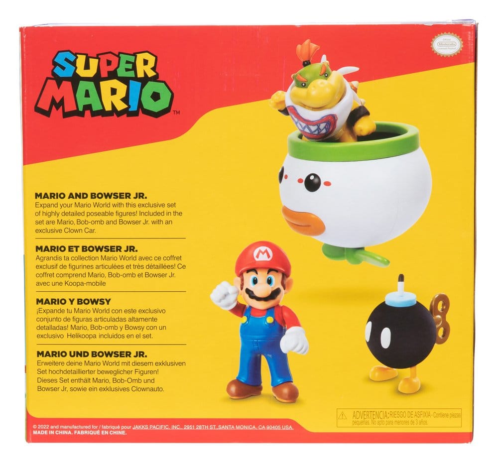 World of Nintendo Minifiguren 2er-Pack Mario und Bowser Jr. Clown Car 6 cm