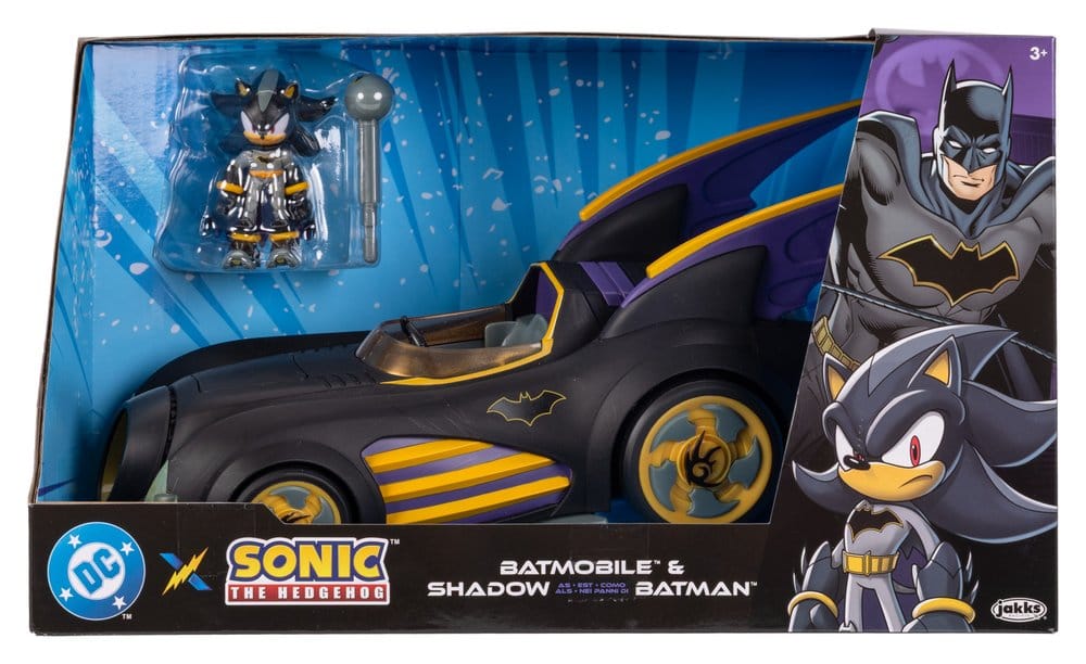 DC x Sonic – The Hedgehog Actionfigur mit Vehicle Shadow Batman & Batmobile 6 cm