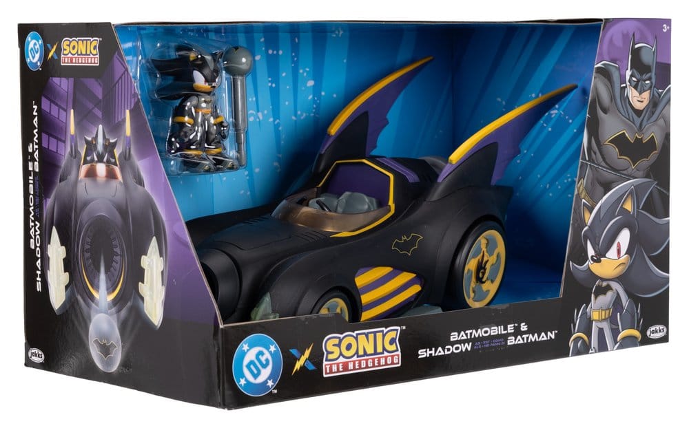 DC x Sonic – The Hedgehog Actionfigur mit Vehicle Shadow Batman & Batmobile 6 cm