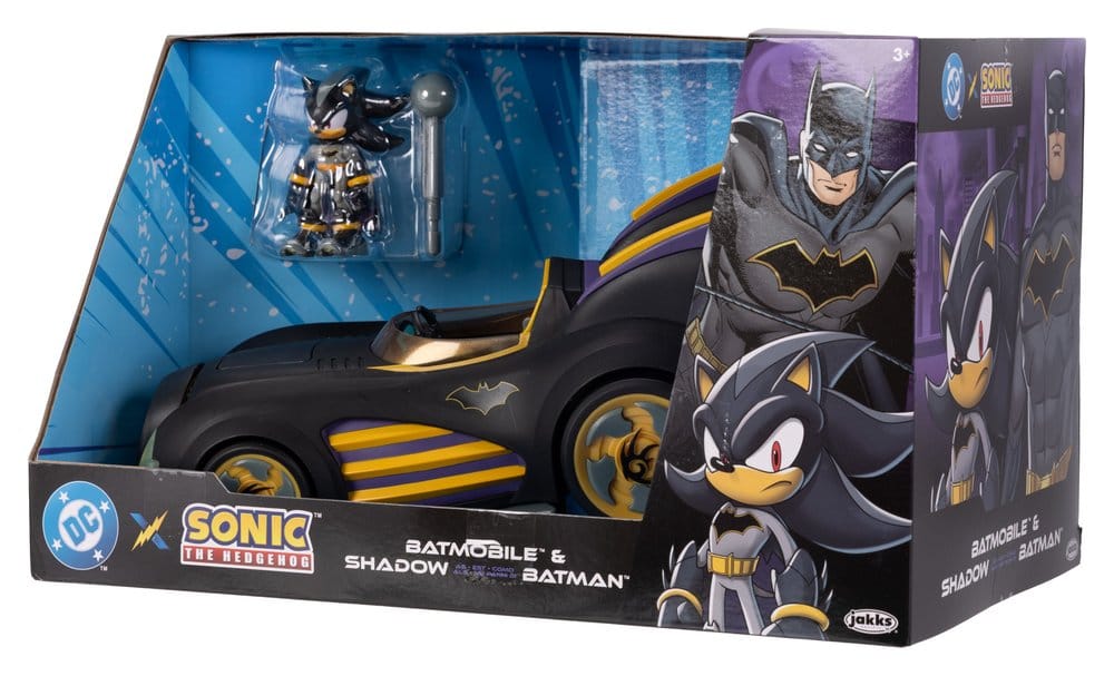 DC x Sonic – The Hedgehog Actionfigur mit Vehicle Shadow Batman & Batmobile 6 cm