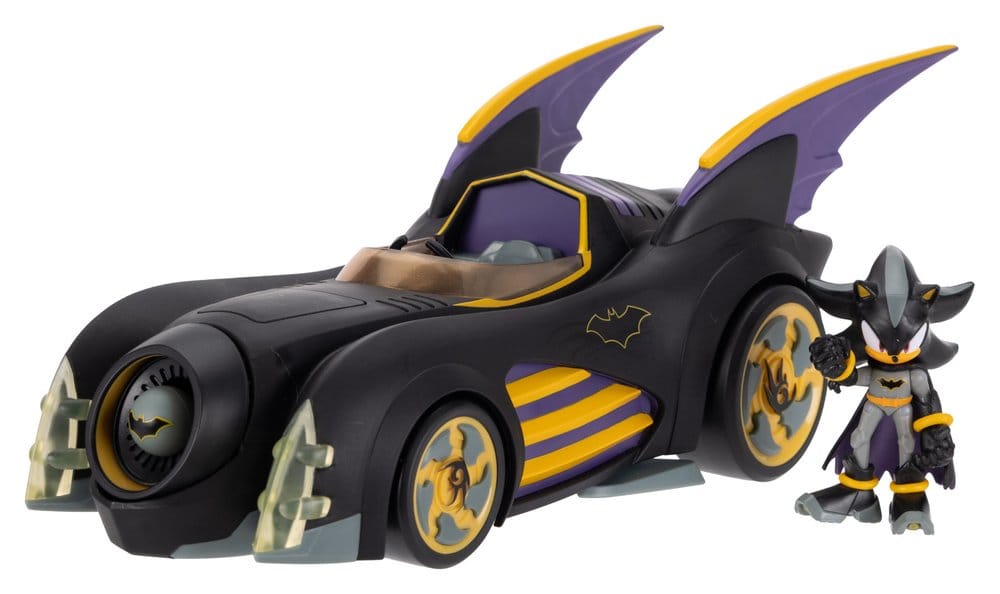 DC x Sonic – The Hedgehog Actionfigur mit Vehicle Shadow Batman & Batmobile 6 cm
