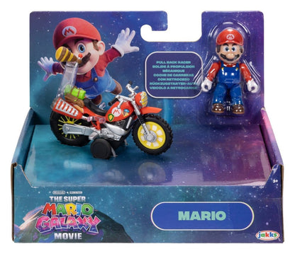 Super Mario Galaxy Movie Action Figur med Pull Back Motorcykel Mario 6 cm