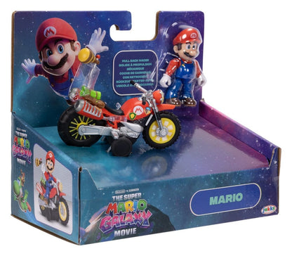Super Mario Galaxy Movie Action Figur med Pull Back Motorcykel Mario 6 cm