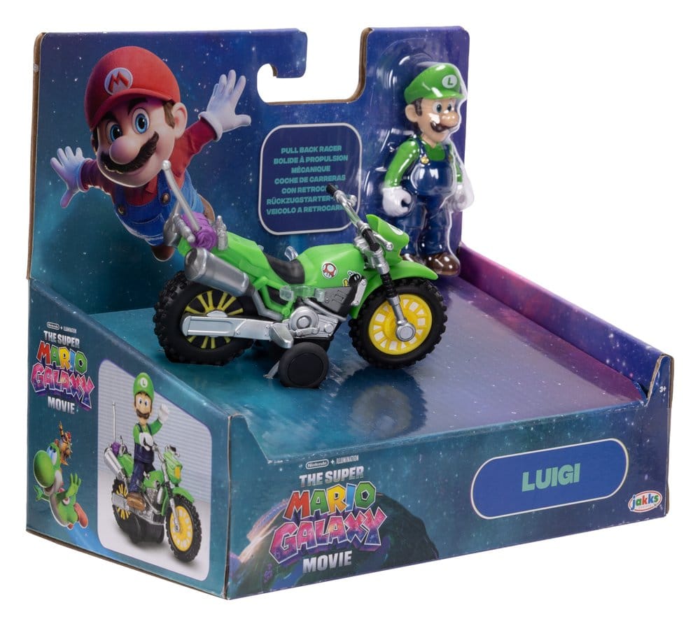 La figura d'azione del film Super Mario Galaxy con motocicletta tirabile Luigi 6 cm