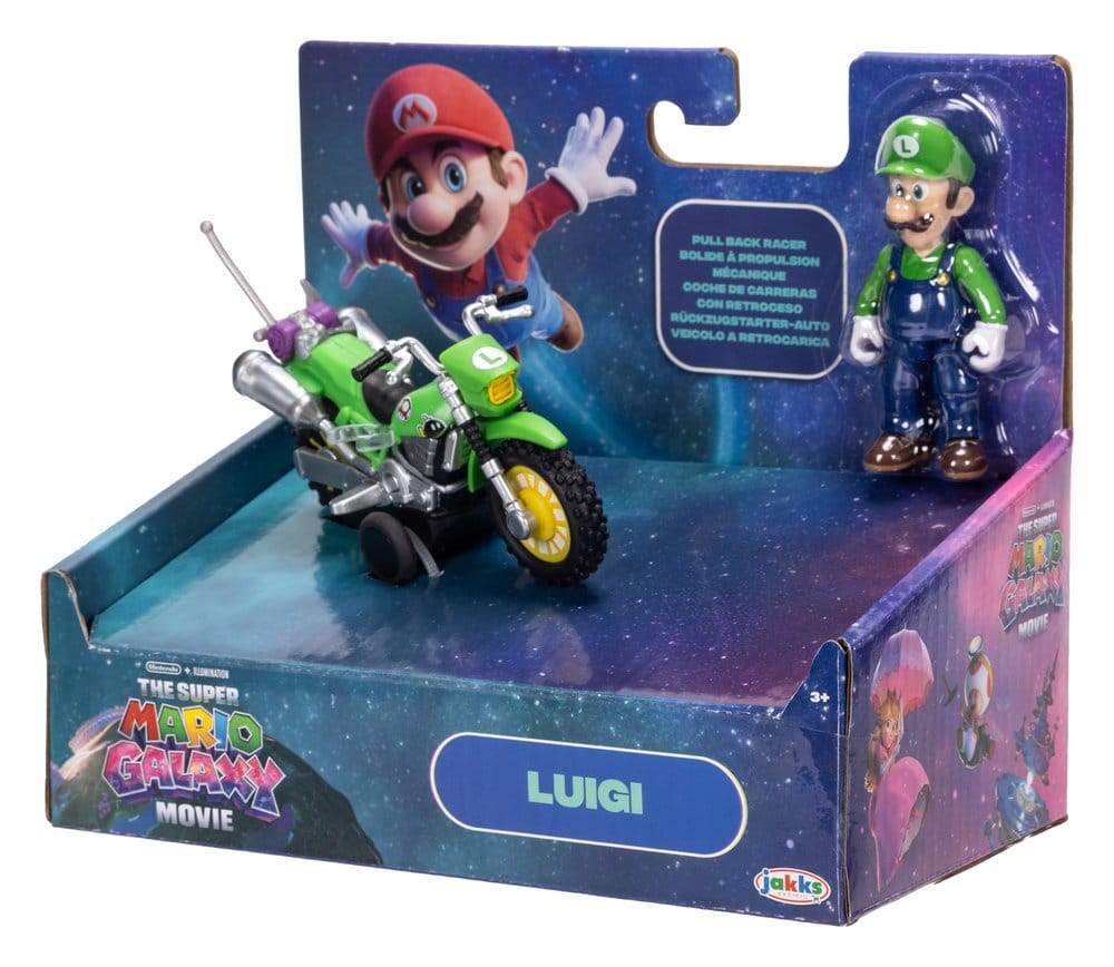 La figura d'azione del film Super Mario Galaxy con motocicletta tirabile Luigi 6 cm