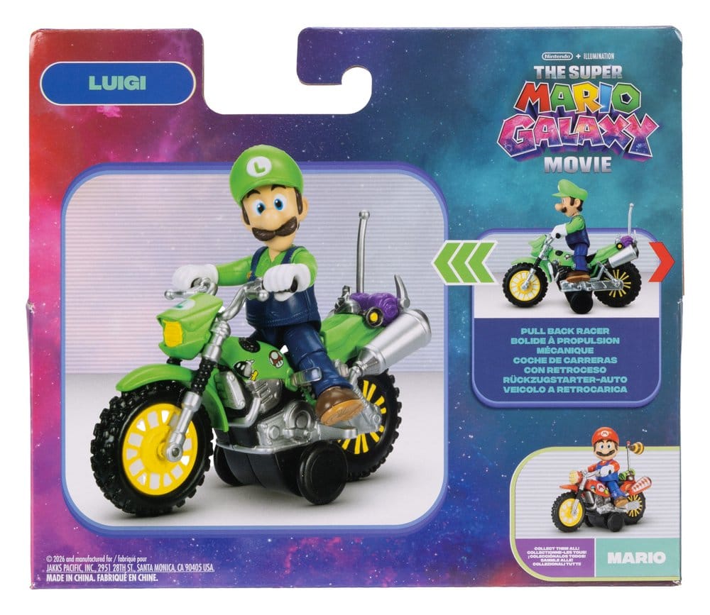 La figura d'azione del film Super Mario Galaxy con motocicletta tirabile Luigi 6 cm