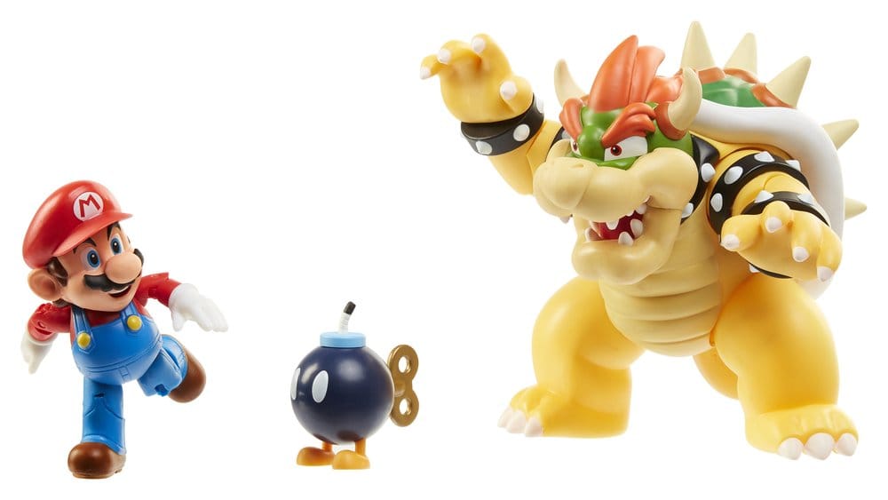 World of Nintendo Action Figur 3-Pack Mario vs. Bowser Lava Battle 6-15 cm