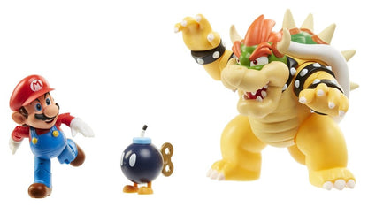 World of Nintendo Action Figur 3-Pack Mario vs. Bowser Lava Battle 6-15 cm