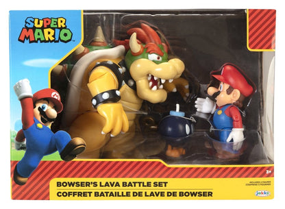 World of Nintendo Action Figur 3-Pack Mario vs. Bowser Lava Battle 6-15 cm