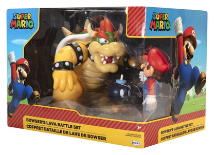 World of Nintendo Action Figur 3-Pack Mario vs. Bowser Lava Battle 6-15 cm