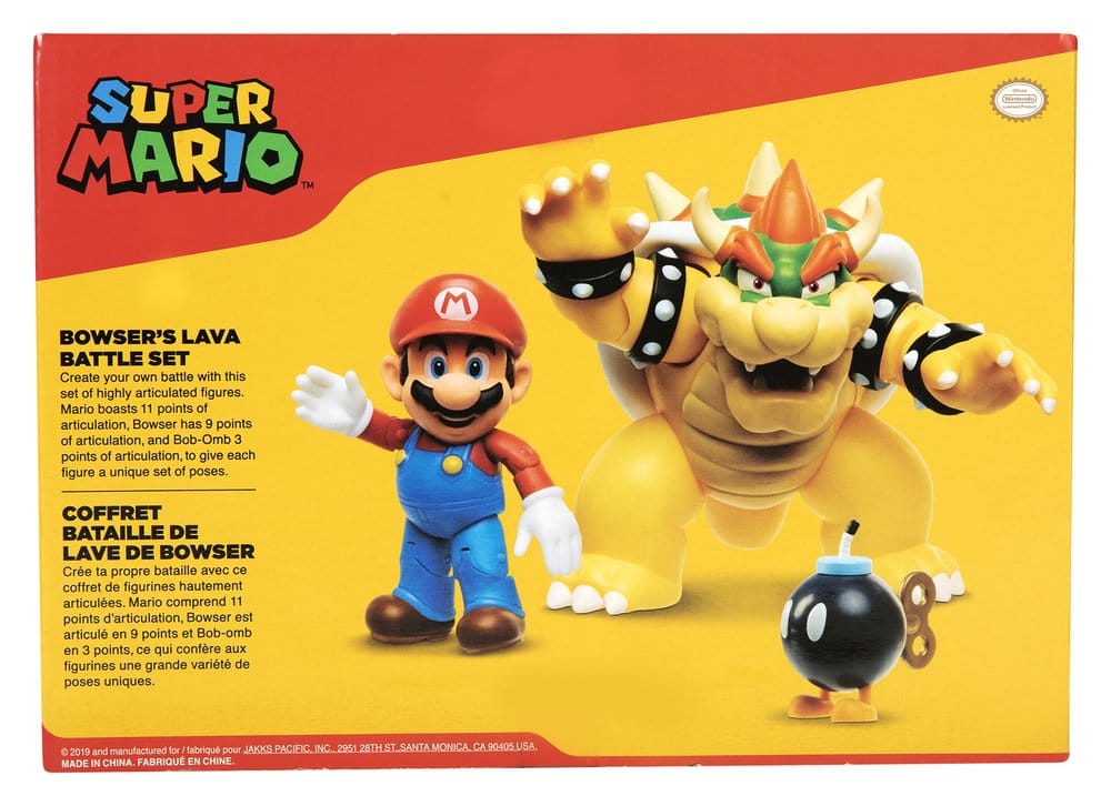 World of Nintendo Action Figur 3-Pack Mario vs. Bowser Lava Battle 6-15 cm