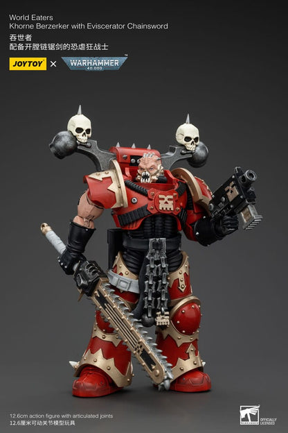 Warhammer 40K Action Figur 1/18 World Eaters Khorne Berzerker med Eviscerator Chainword 13 cm