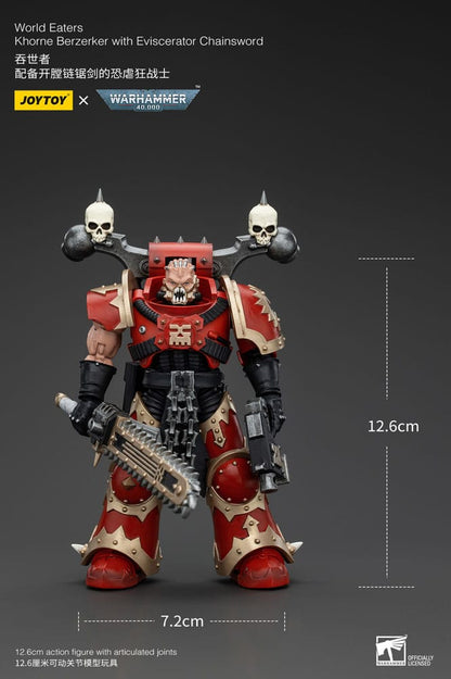 Warhammer 40K Action Figur 1/18 World Eaters Khorne Berzerker med Eviscerator Chainword 13 cm