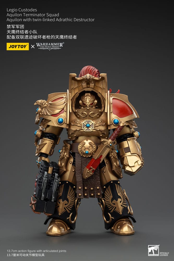 Warhammer The Horus Heresy Action Figure 1/18 LEGIO CUSTODES AQUILON Terminator Squad Aquilon avec destructeur adrathique à double liaison 14 cm