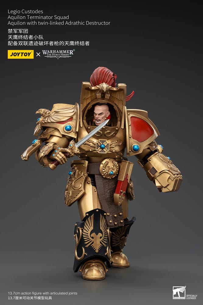 Warhammer The Horus Heresy Action Figure 1/18 LEGIO CUSTODES AQUILON Terminator Squad Aquilon avec destructeur adrathique à double liaison 14 cm