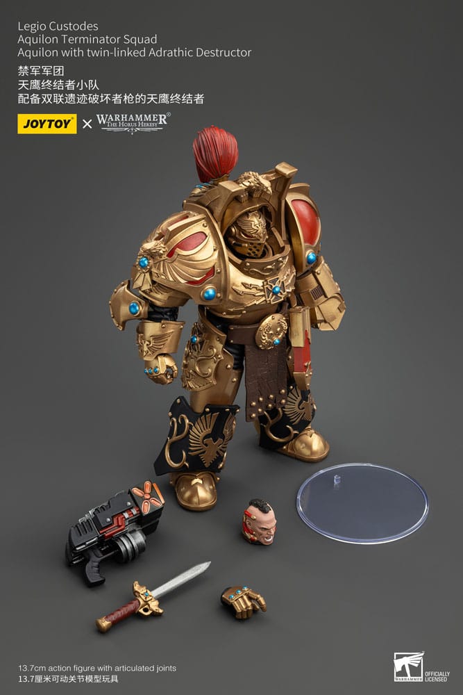 Warhammer The Horus Heresy Action Figure 1/18 LEGIO CUSTODES AQUILON Terminator Squad Aquilon avec destructeur adrathique à double liaison 14 cm
