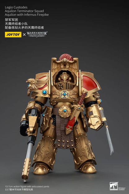 Warhammer The Horus Heresy Action Figur 1/18 Legio Custodes Aquilon Terminator Squad Aquilon med Infernus Firepike 14 cm