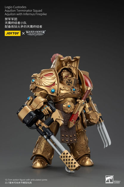Warhammer The Horus Heresy Action Figur 1/18 Legio Custodes Aquilon Terminator Squad Aquilon med Infernus Firepike 14 cm