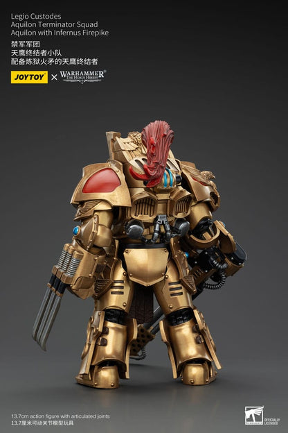 Warhammer The Horus Heresy Action Figur 1/18 Legio Custodes Aquilon Terminator Squad Aquilon med Infernus Firepike 14 cm
