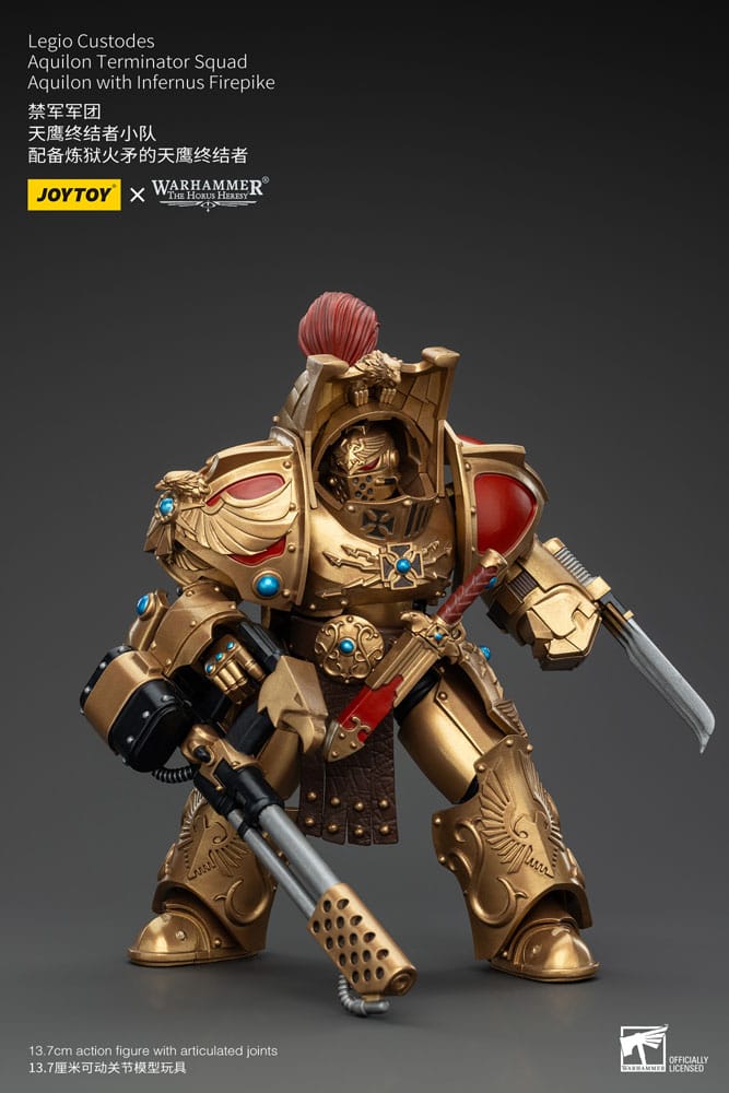 Warhammer Horus Heresy Action Şekil 1/18 LEGIO Custodes Aquilon Terminator Squad Aquilon Aquilon ile Infernus Firepike 14 cm