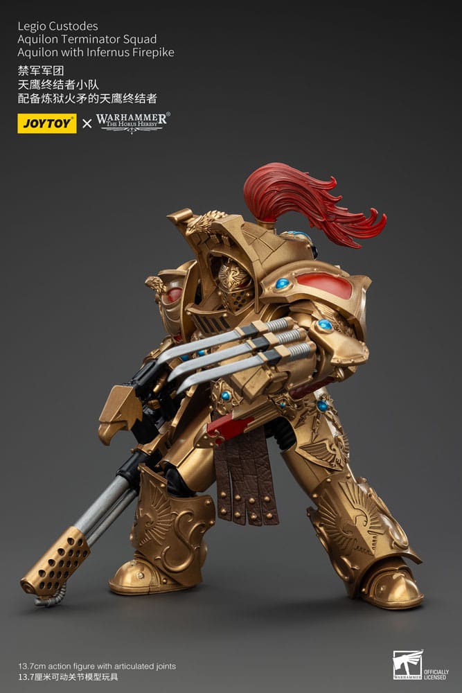 Warhammer The Horus Heresy Action Figur 1/18 Legio Custodes Aquilon Terminator Squad Aquilon med Infernus Firepike 14 cm