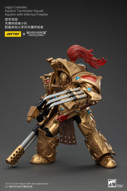 Warhammer The Horus Heresy Action Figur 1/18 Legio Custodes Aquilon Terminator Squad Aquilon med Infernus Firepike 14 cm