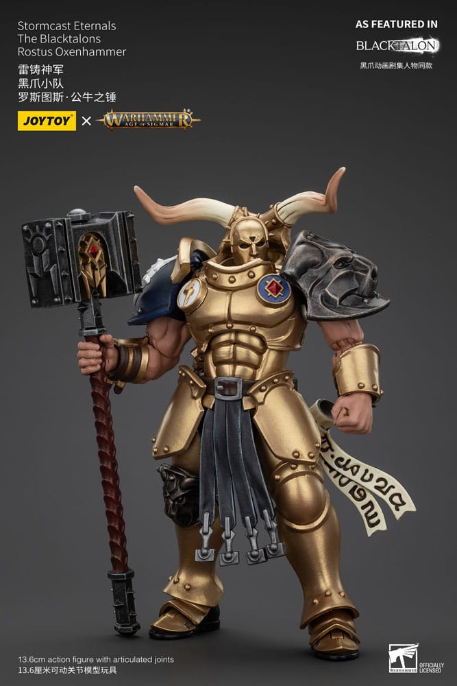 Warhammer Age of Sigmar ActionFigur Stormcast Eternals Die Blacktalons Rostus oxen Hammer 20 cm