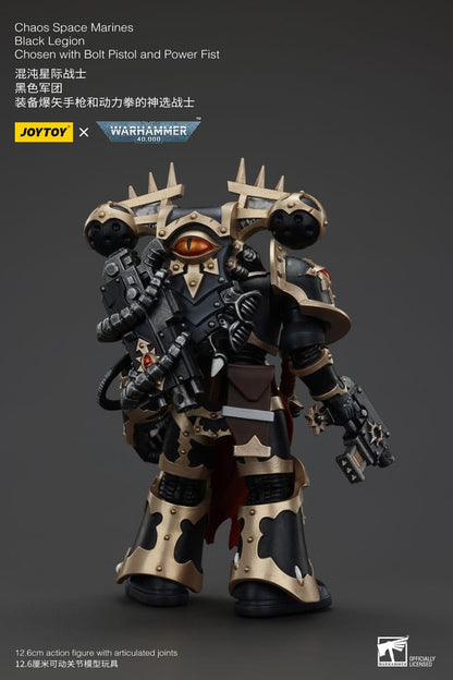 Warhammer 40K ActionFigur Chaos Space Marines Zwart legioen gekozen met boutpistool en power vuist 20 cm