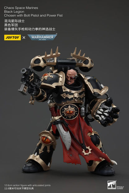 Warhammer 40K ActionFigur Chaos Space Marines Zwart legioen gekozen met boutpistool en power vuist 20 cm