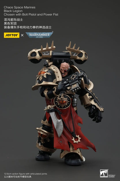 Warhammer 40K ActionFigur Chaos Space Marines Zwart legioen gekozen met boutpistool en power vuist 20 cm