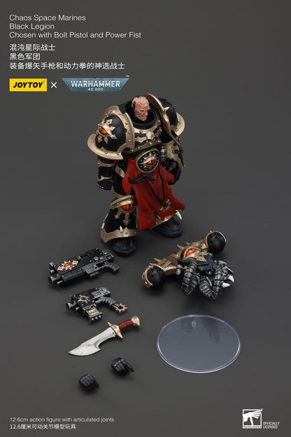 Warhammer 40K ActionFigur Chaos Space Marines Zwart legioen gekozen met boutpistool en power vuist 20 cm