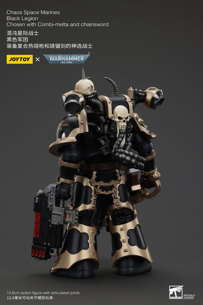 Warhammer 40k ActionFigur Chaos Space Marines Black Legion valgt med Combi-Melta og ChainSword 20 cm